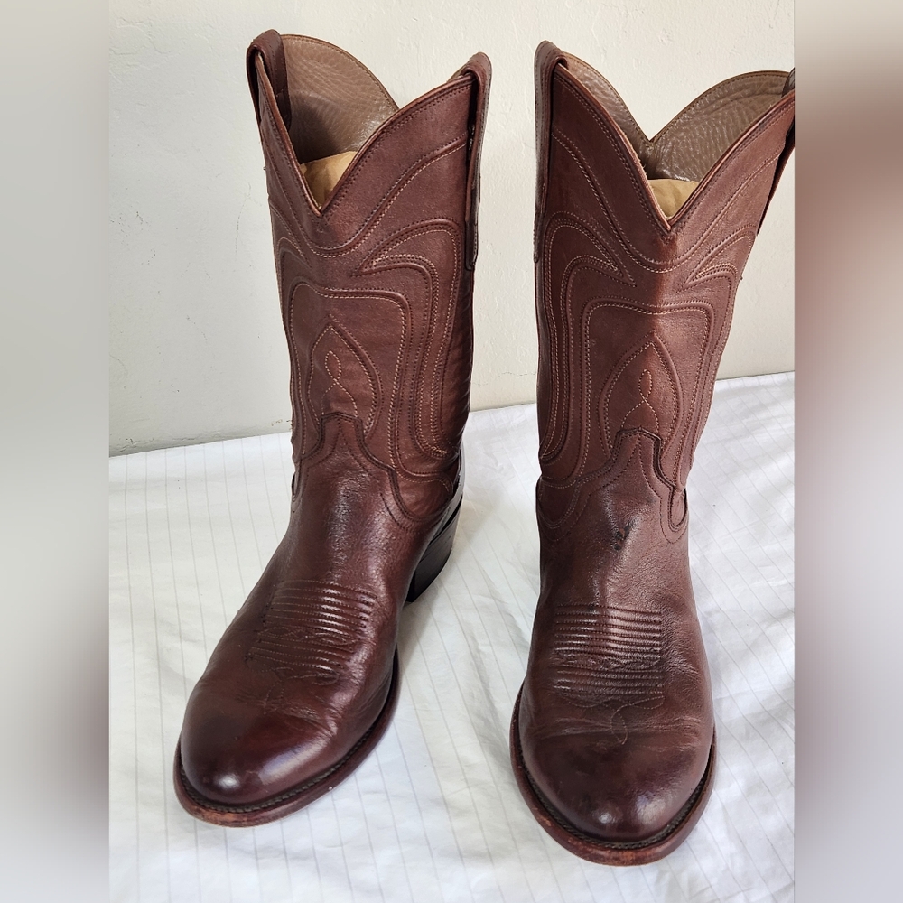 Tecovas Rich Brown Leather Cowboy Boots Size 10.5 - Picture 5 of 14